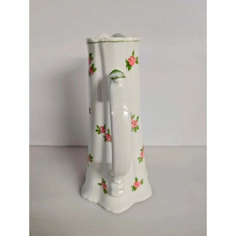 Andrea by Sadek Porcelain Pitcher Vase – Pink Roses Cottage Style 8-inch